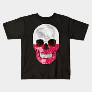 Poland Flag Skull - Gift for Polish With Roots From Poland Kids T-Shirt